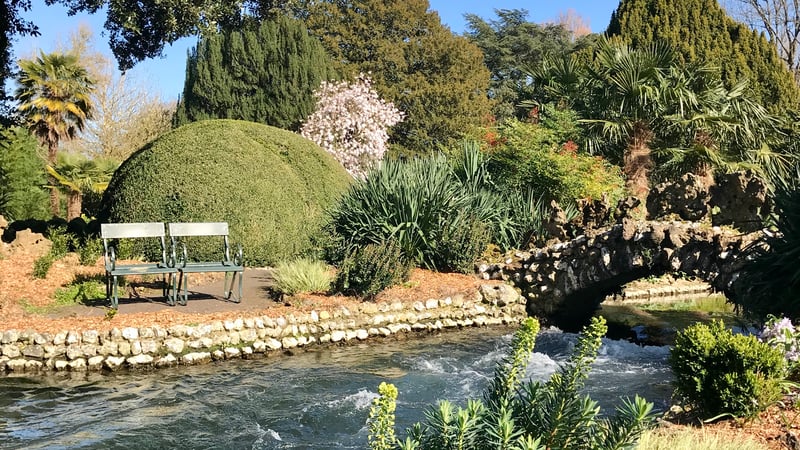 The River Lavant flows through the Spring Gardens at West Dean Gardens