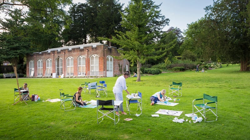 Students painting in the Gardens at West Dean College. Photo by Chris Ison