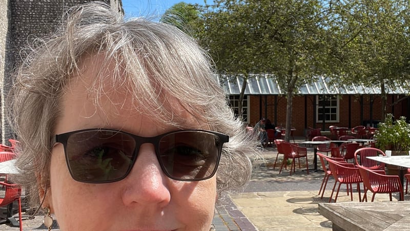 Liz in the courtyard at West Dean College