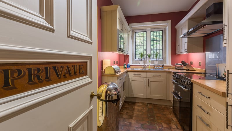 Communal kitchen in Foresters Cottage. West Dean College