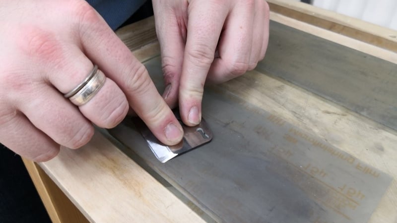 Figure 13: lapping the blade with 3M micro finishing film