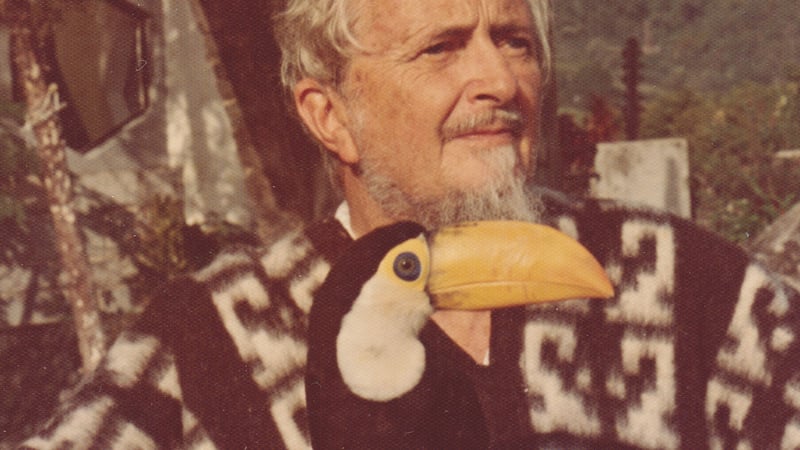 Edward James and a toucan at Las Pozas, c.1980. Courtesy of the Edward James Archives at West Dean College of Arts and Conservation.