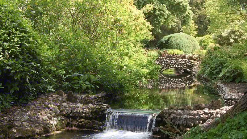 Small waterfall on the River Lavant at West Dean Gardens