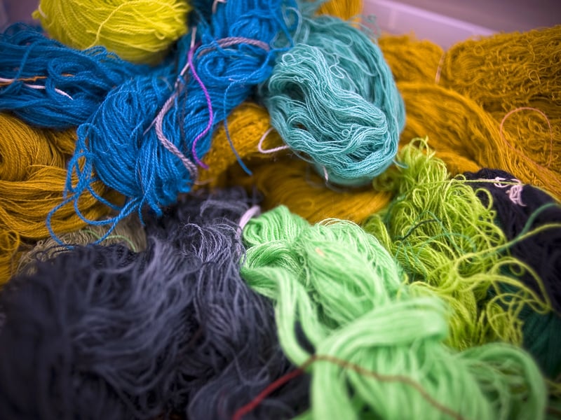 Colourful thread used in the West Dean Tapestry Studio