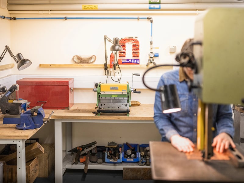 Metals workshop and equipment at West Dean College