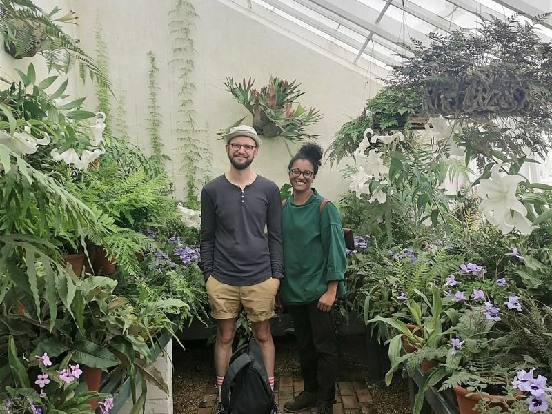 Claire Ratinon and Sam Ayre in West Dean Gardens