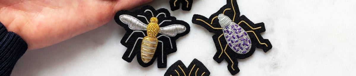 Hannah Mansfield goldwork beetle brooches