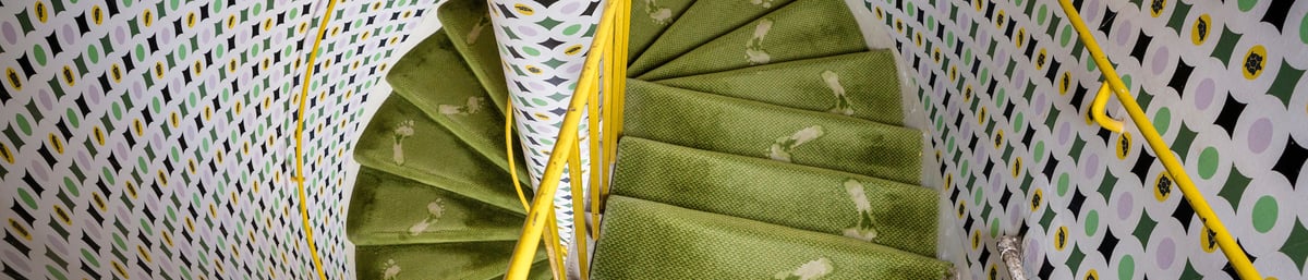 Footprint carpet on stairs at West Dean College of Arts and Conservation