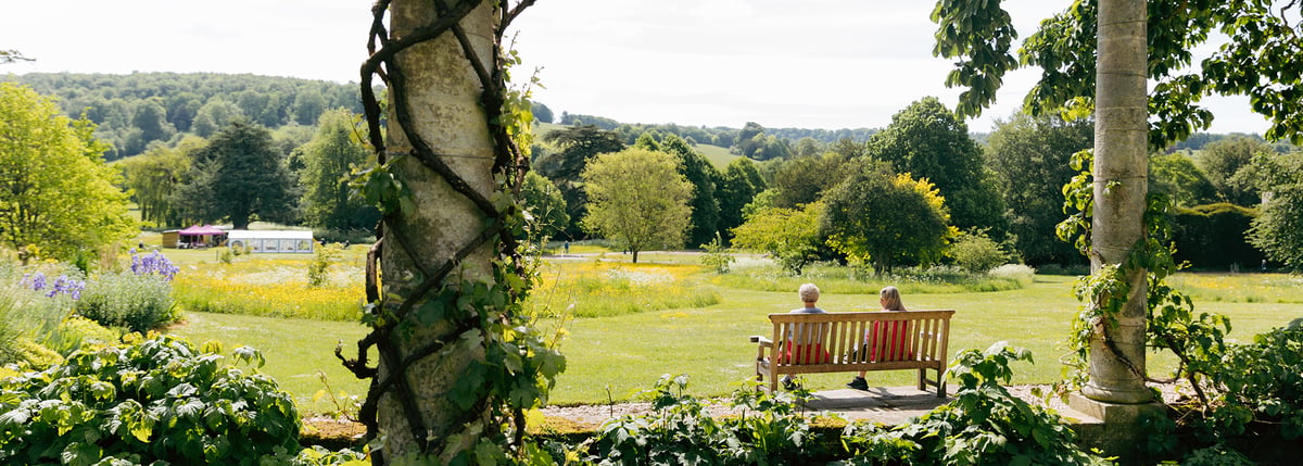 Edwardian Pergola look out of the grounds at West Dean Sussex in May 