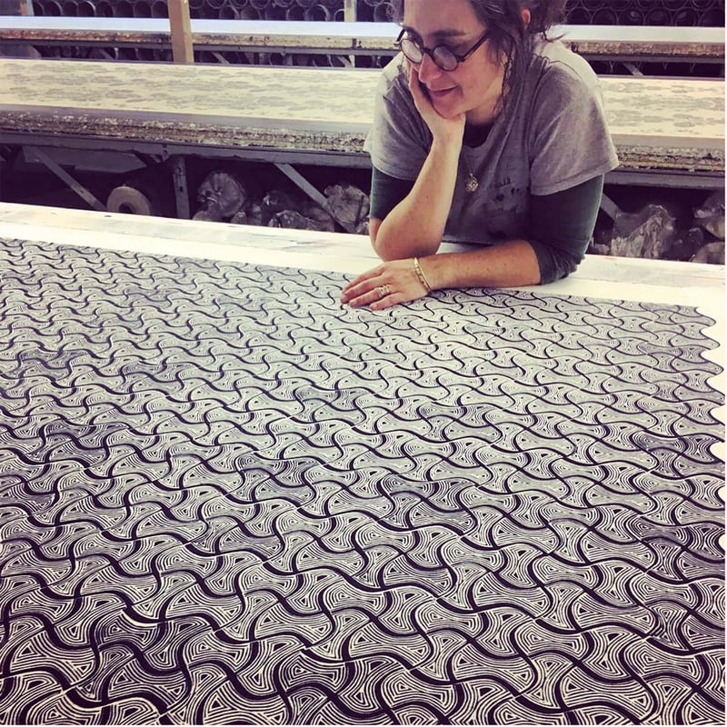 Sarah Burns in the factory