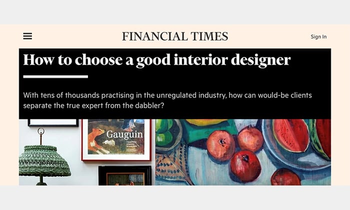 Financial Times article about KLC School of Design