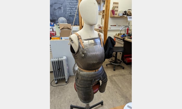 Figure 2. Test fitting the cuirass with its new strapping.