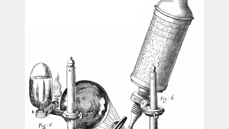 Figure 3.1: Drawing of Hooke’s microscope set-up