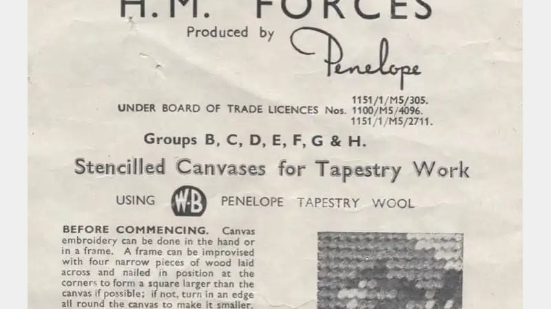 Canvas embroidery kit for the forces