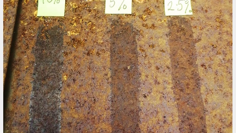 Fig 5 : Tannic acid tests of varying strength solutions 