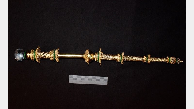 Gold Royal Scepter and Emeralds. 18th century, Cultural Museum of Religious Art of Mompox