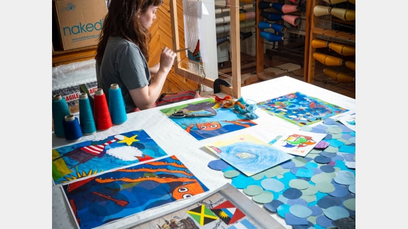 UNIQUE TAPESTRY DESIGNED BY CHILDREN AND WOVEN BY WEST DEAN TAPESTRY STUDIO