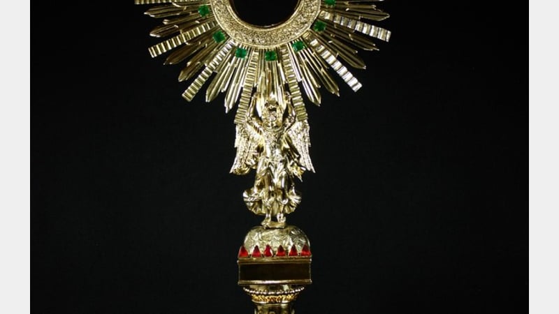 Reliquary Custody Silver Gild with Emeralds 18th century, Cultural Museum of Religious Art of Mompox