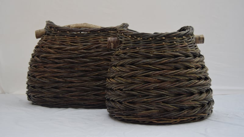 Oval and round herringbone weave basket