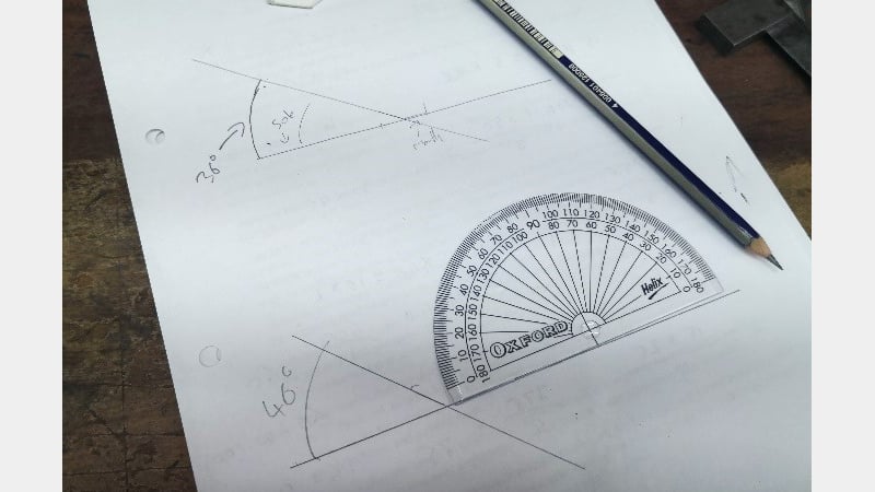 Figure 2: working out the bedding angle