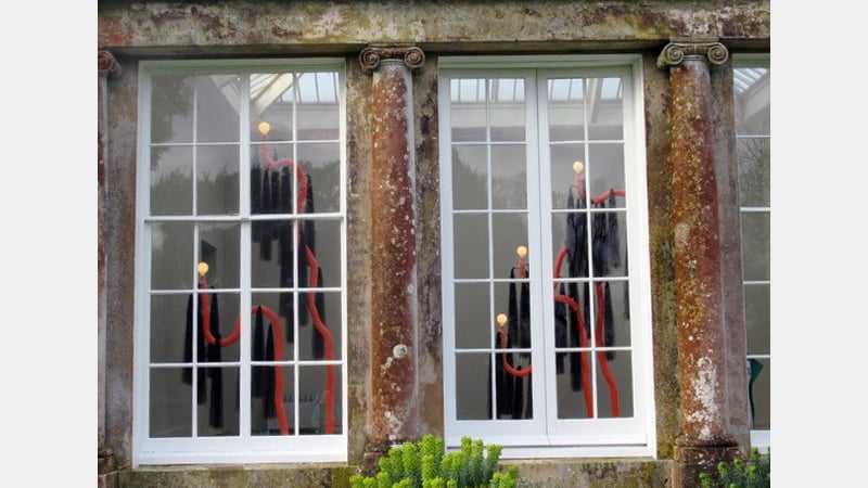 Jonathan Trayte's 'Orange Foam, Cola Moon' seen through the Orangery window.