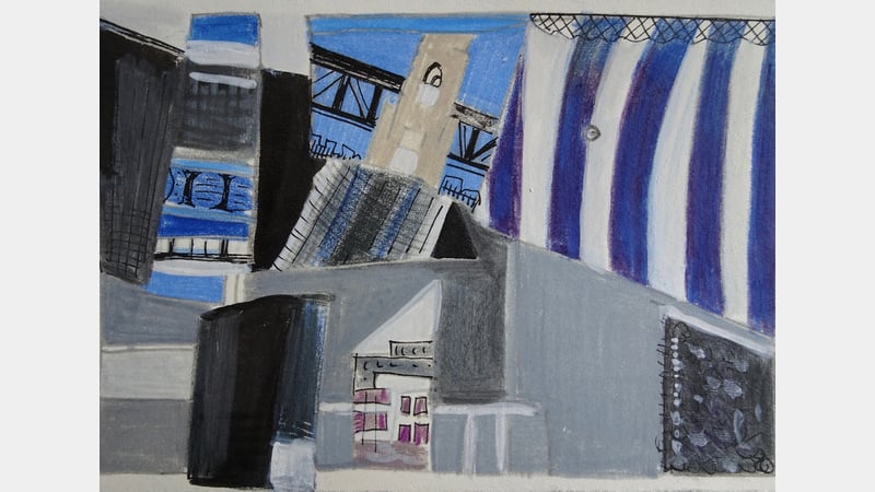 Annabel Tilley's Blue Stripe in ink and coloured pen