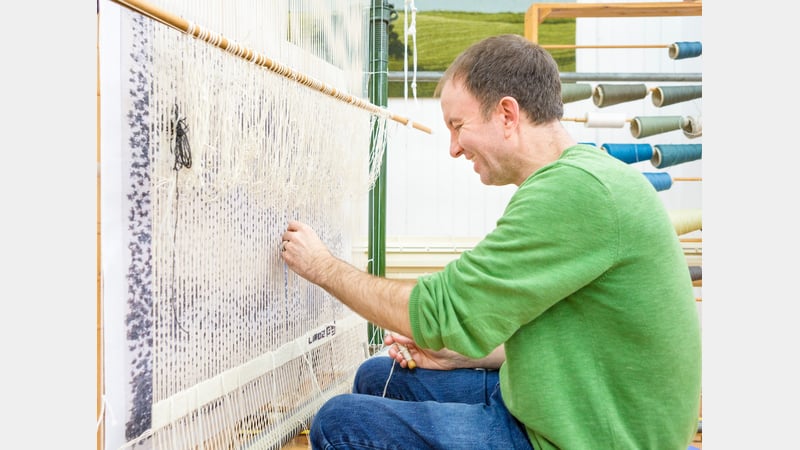 Philip Sanderson working on Rebecca Salter commission