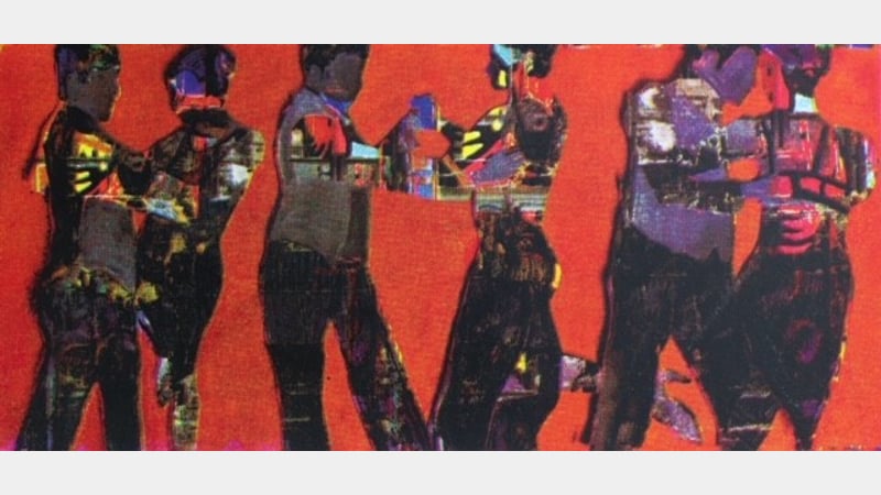 Tango dancers, Screenprint.