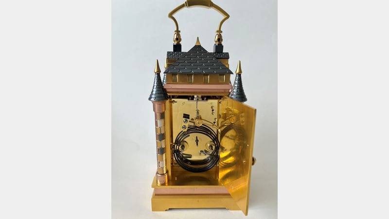 French castle porcelain panel carriage clock restored 