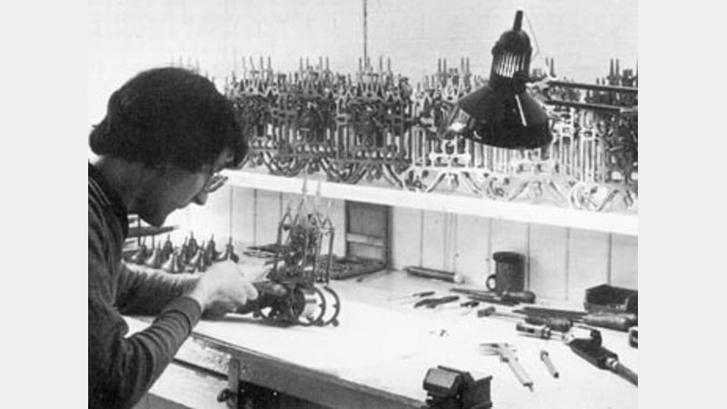 Robert assembling and checking clocks kits in 1980/1982