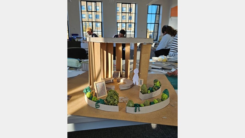 Project work: Level four students designing and building a model of a pavilion within the grounds of the Tate.