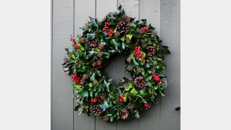 Christmas wreath made from holly
