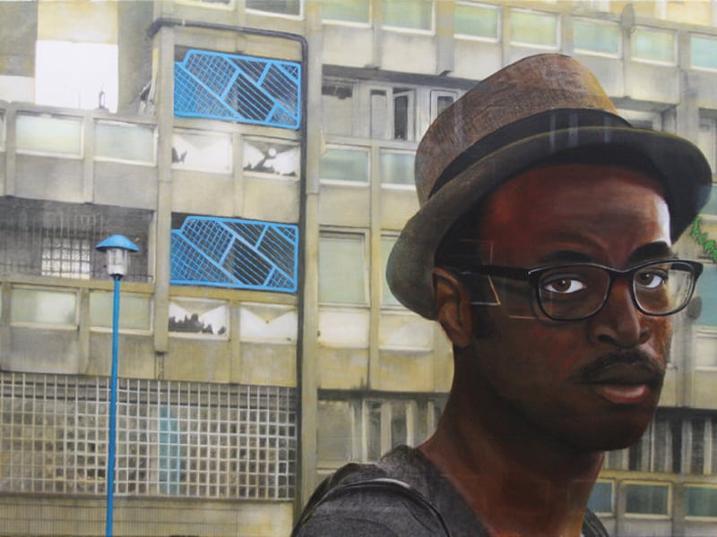 Eleanor Buffam – Open Windows: Wana on the Robin Hood Gardens Estate, Oil on canvas 85 x 125 cm All rights reserved