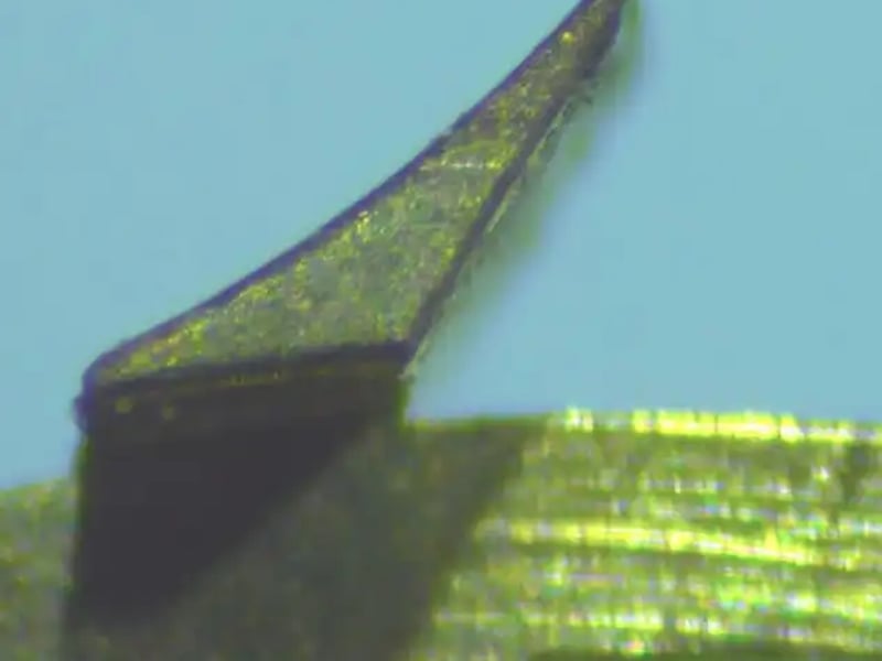 Figure 3: A bent tooth under magnification 