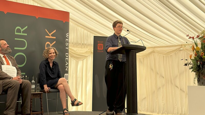 Student Association President Lucie Howitt gives a speech to their fellow graduates!