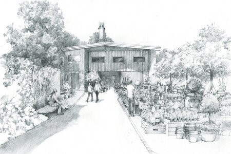 Gardens Gatehouse exterior render, West Dean